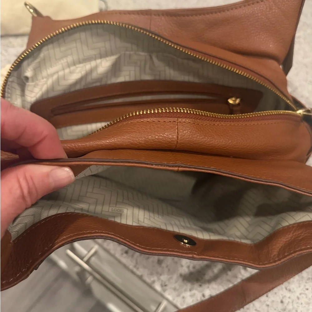 NEW Lodis Cognac Woven-Front Leather Shoulder Bag - Picture 4 of 9